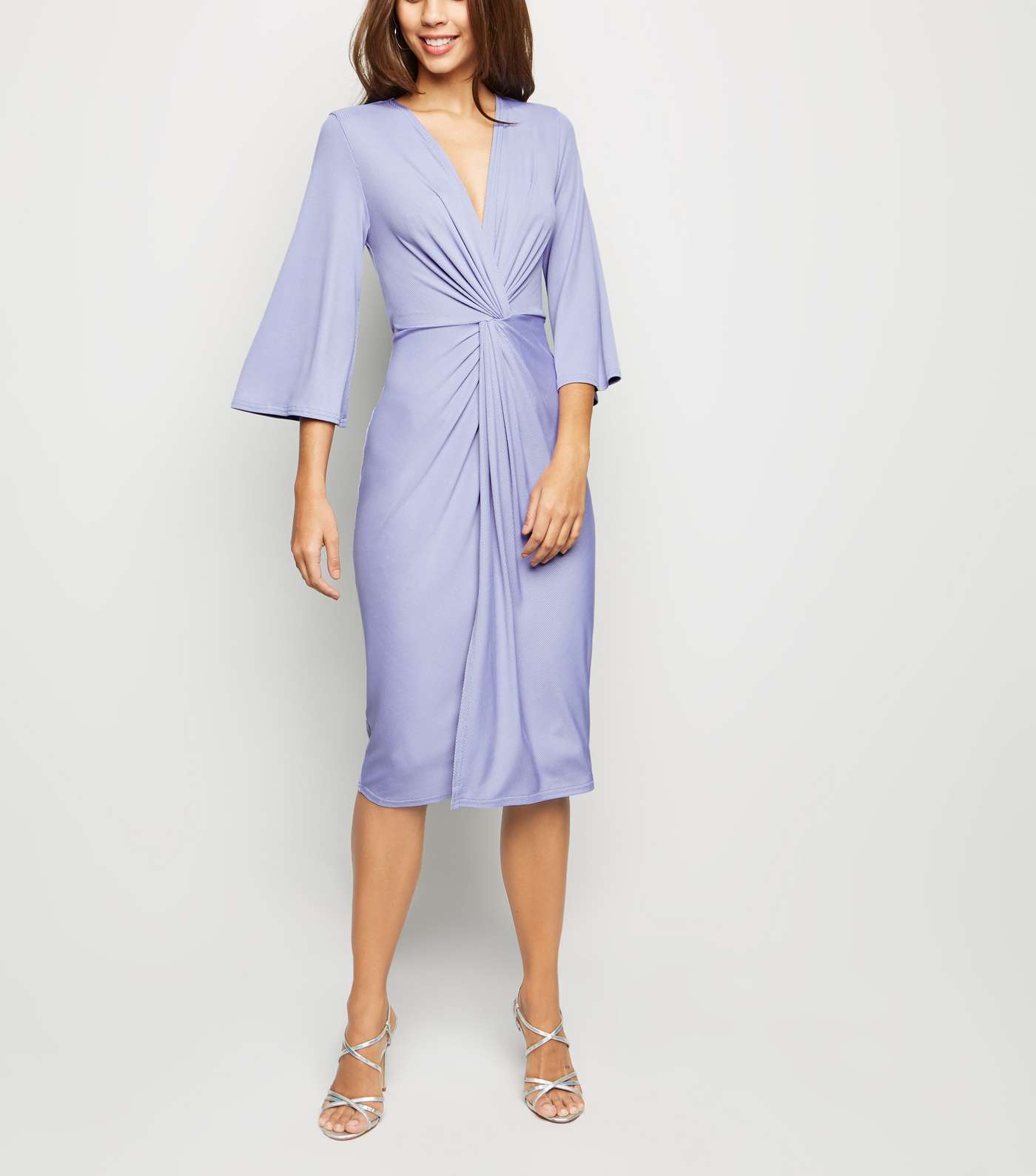 Blue Vanilla Lilac Twist Front Midi Dress Image 2