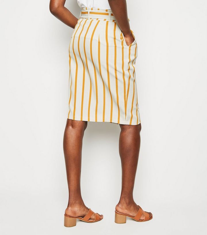 White Stripe High Waist Pencil Skirt | New Look