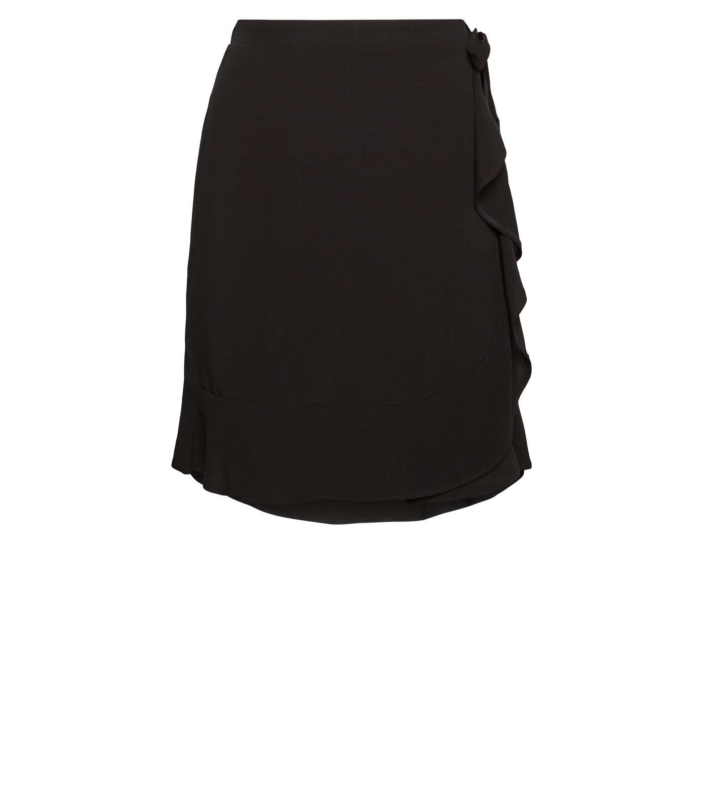 Black Ruffle Front Wrap Mini Skirt Image 4