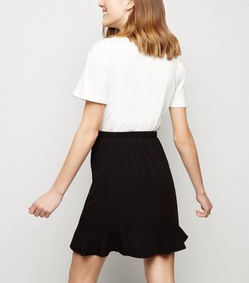 Black ruffle skirt new deals look