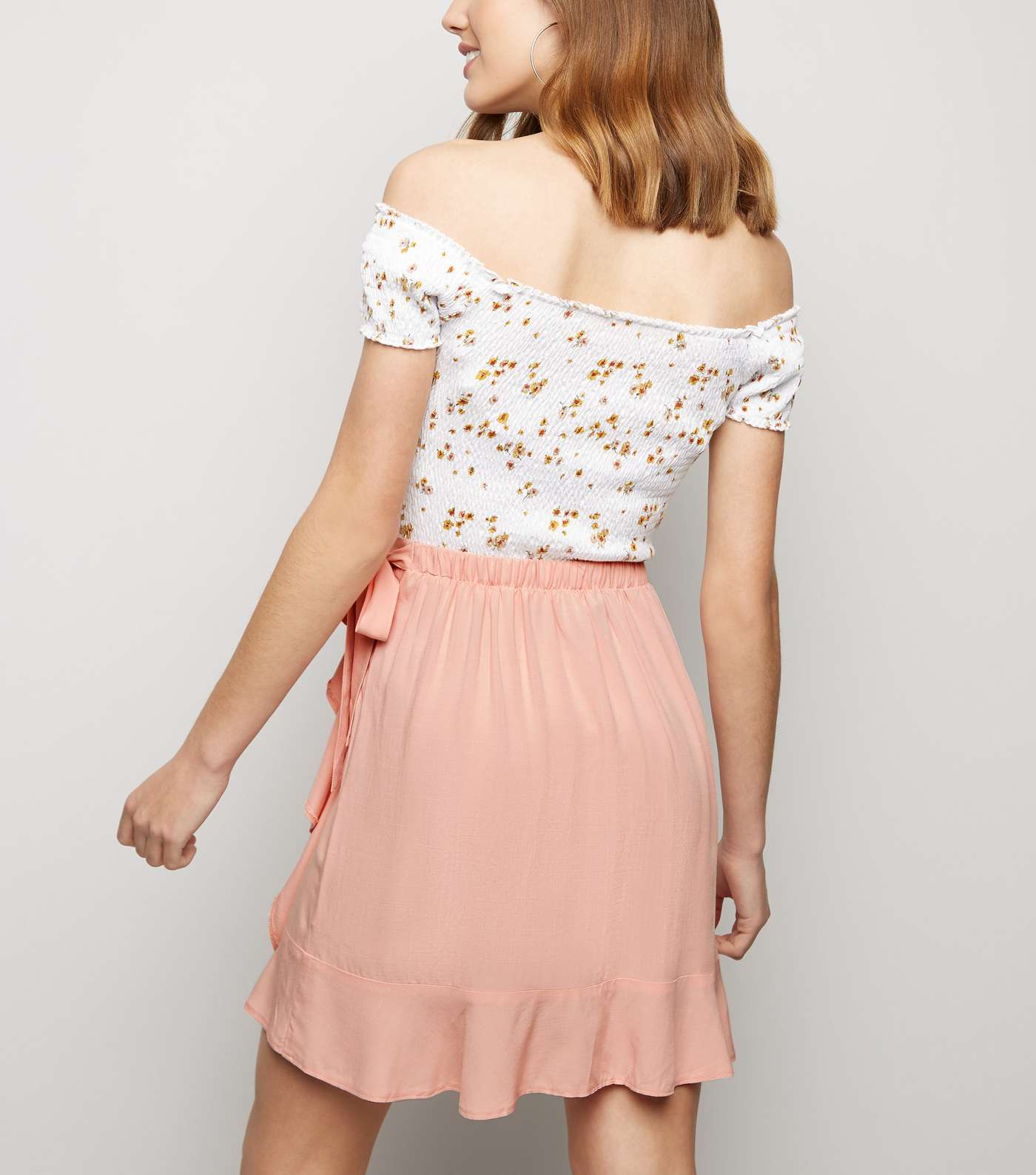 Pink Ruffle Front Wrap Mini Skirt Image 3
