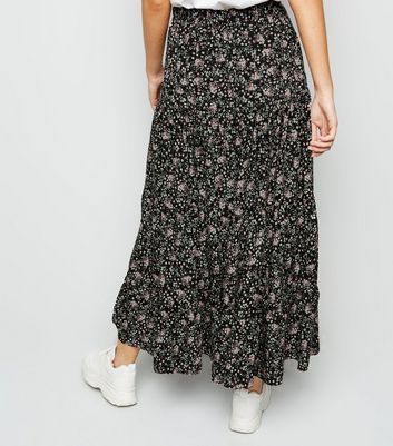 floral tiered maxi skirt