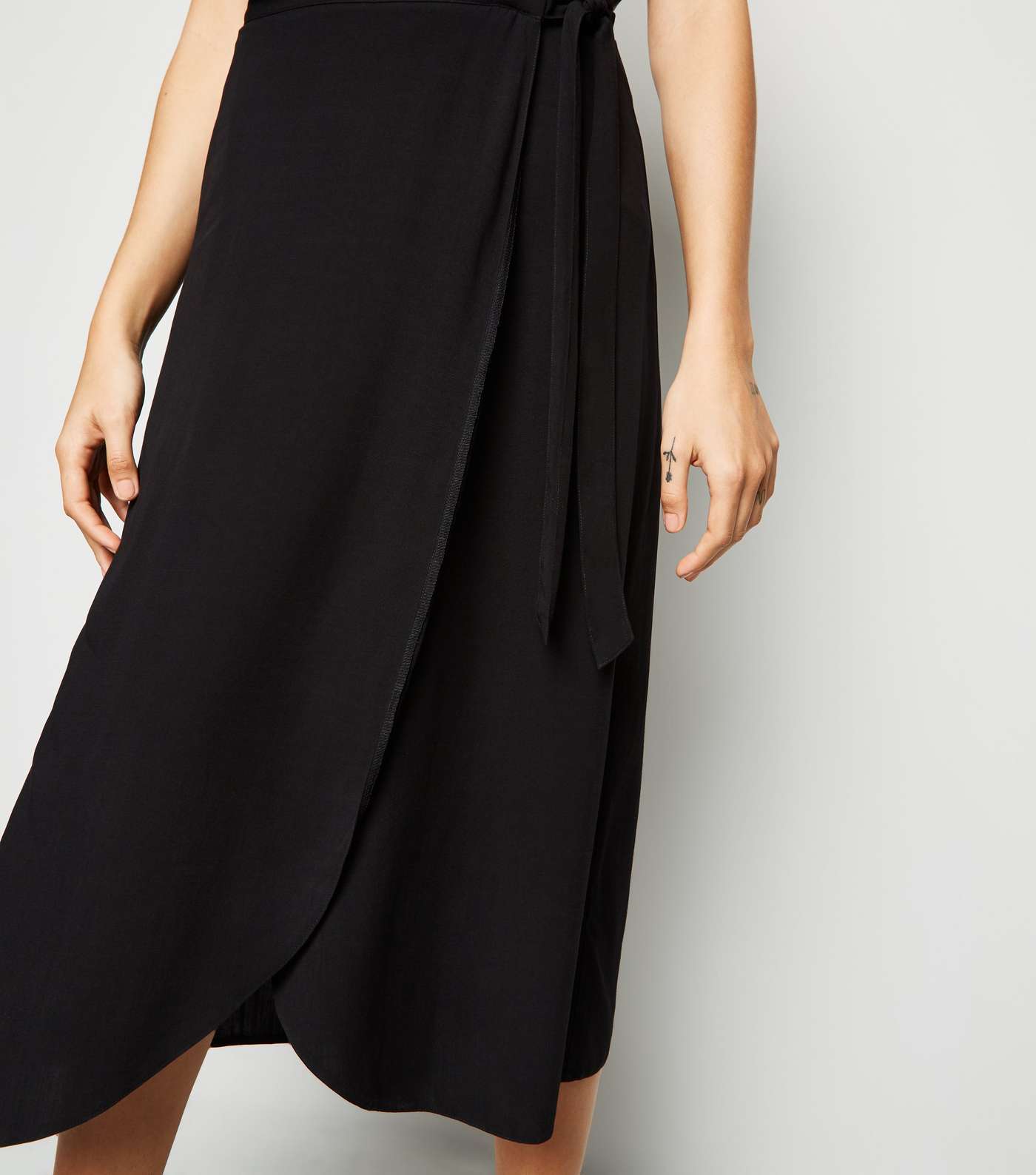Black Wrap Midi Skirt Image 5