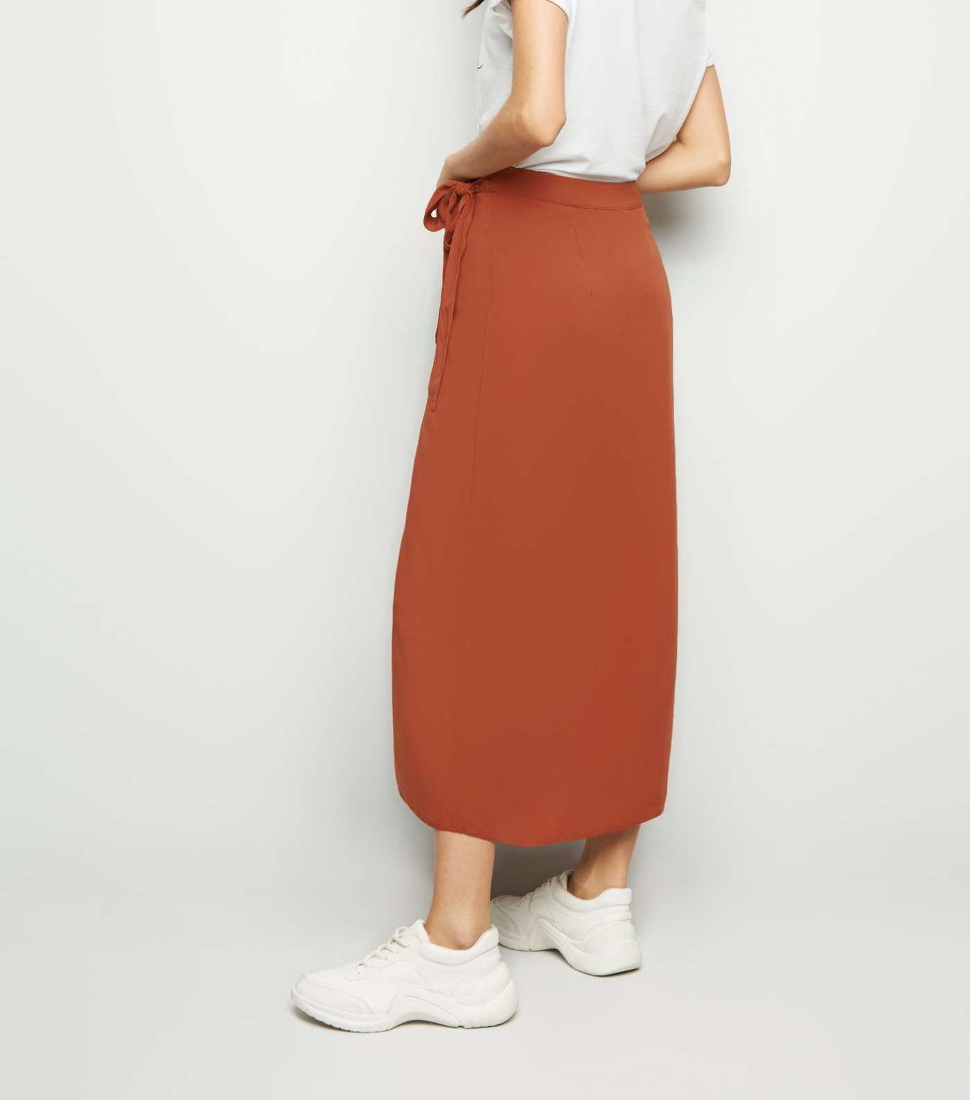 Rust Wrap Midi Skirt Image 3