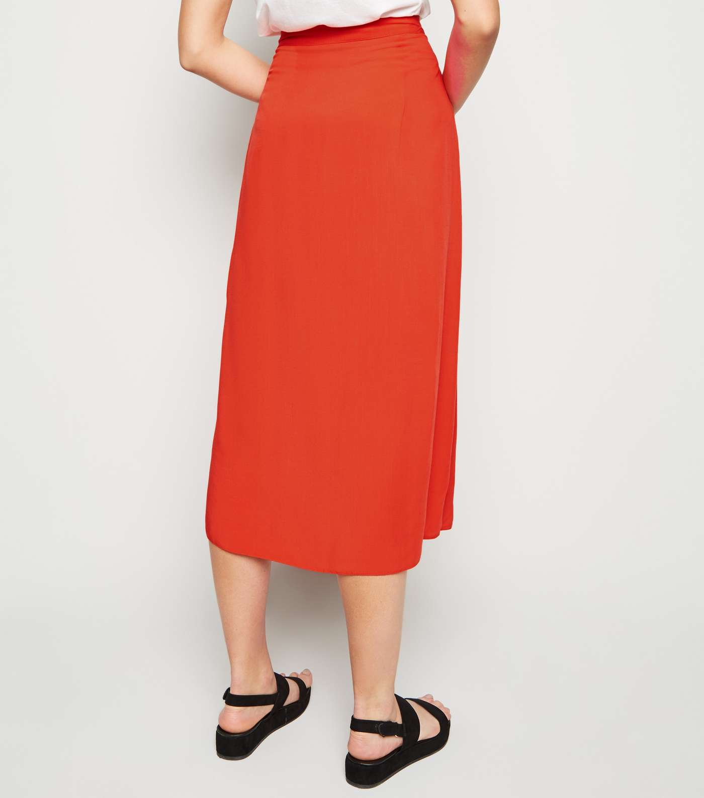 Red Wrap Midi Skirt Image 3