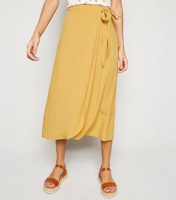 Mustard wrap midi skirt best sale