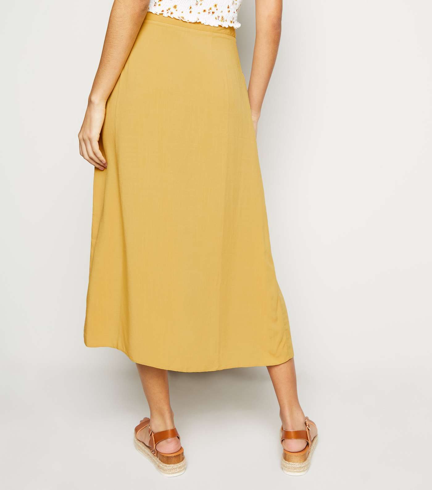 Mustard Wrap Midi Skirt Image 3