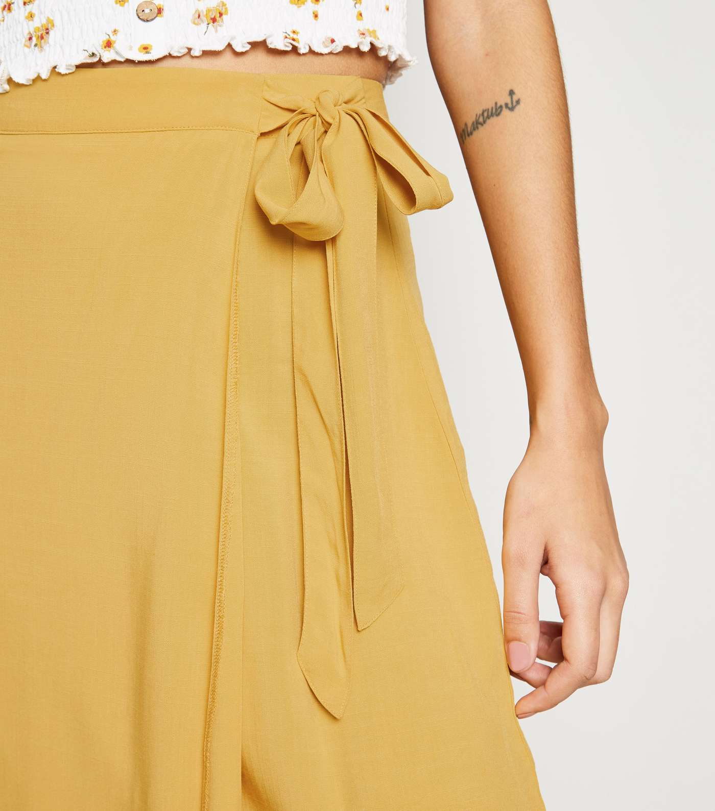 Mustard Wrap Midi Skirt Image 5