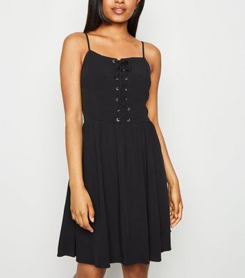 petite black skater dress