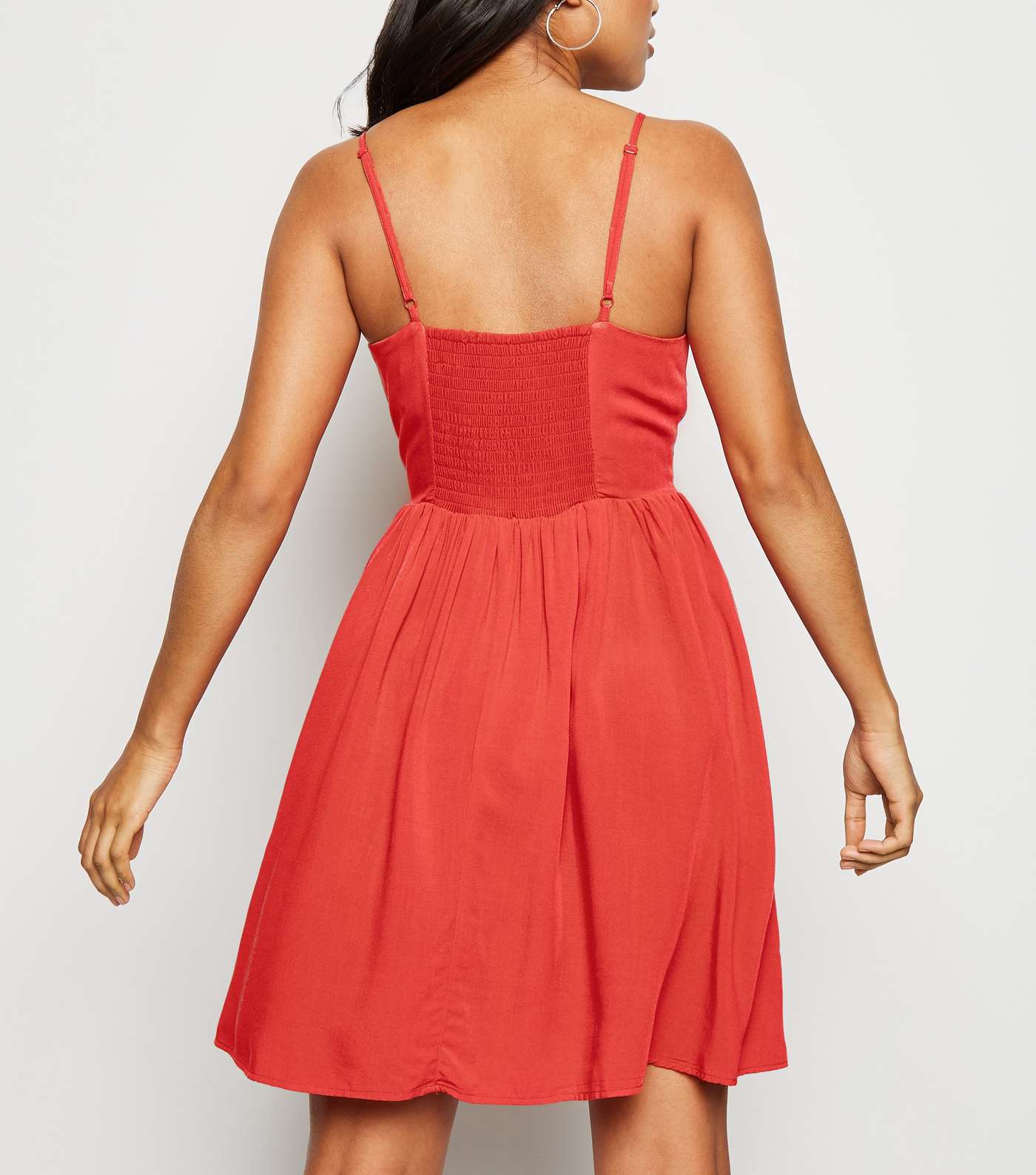 Petite Red Lace Up Skater Dress Image 3