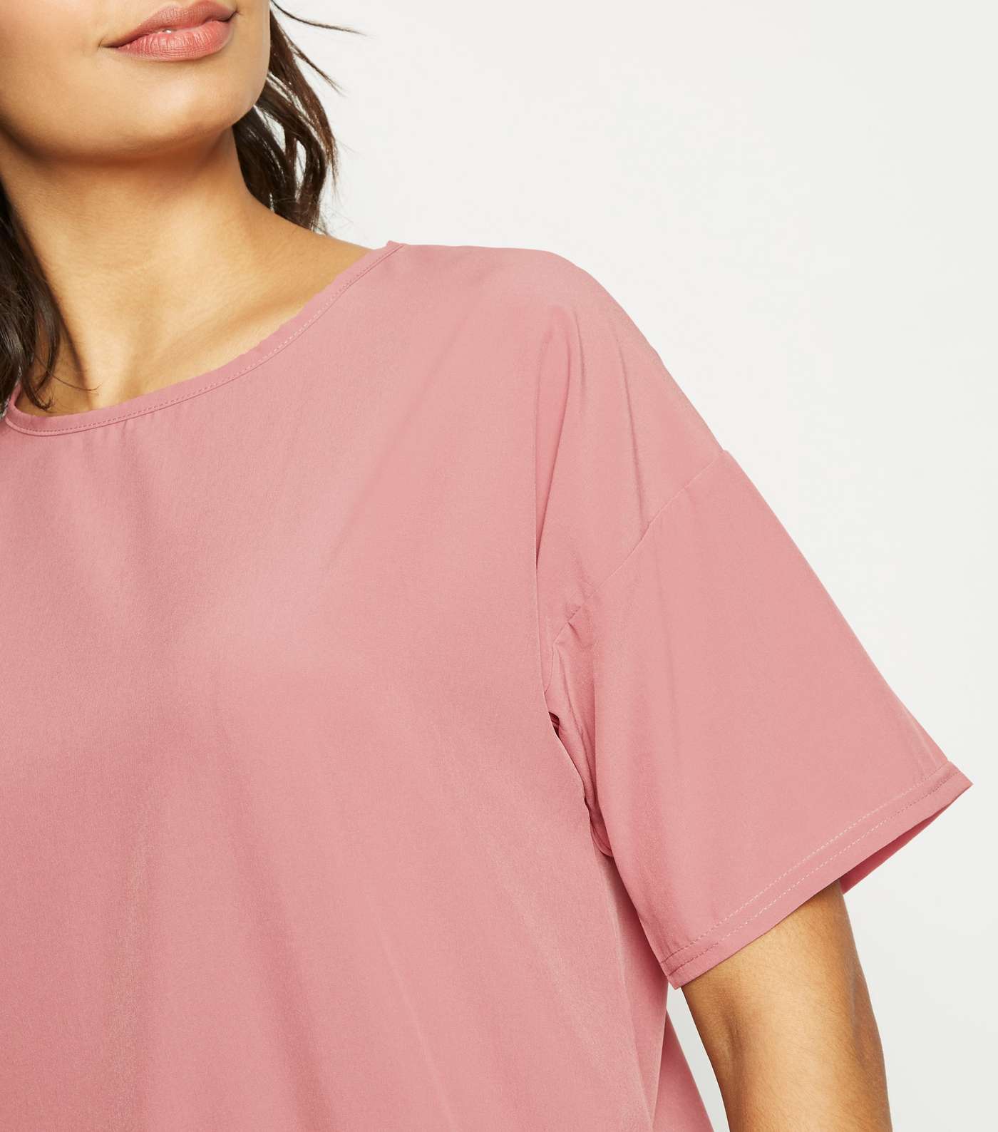Pink Oversized Plain T-Shirt Dress Image 5