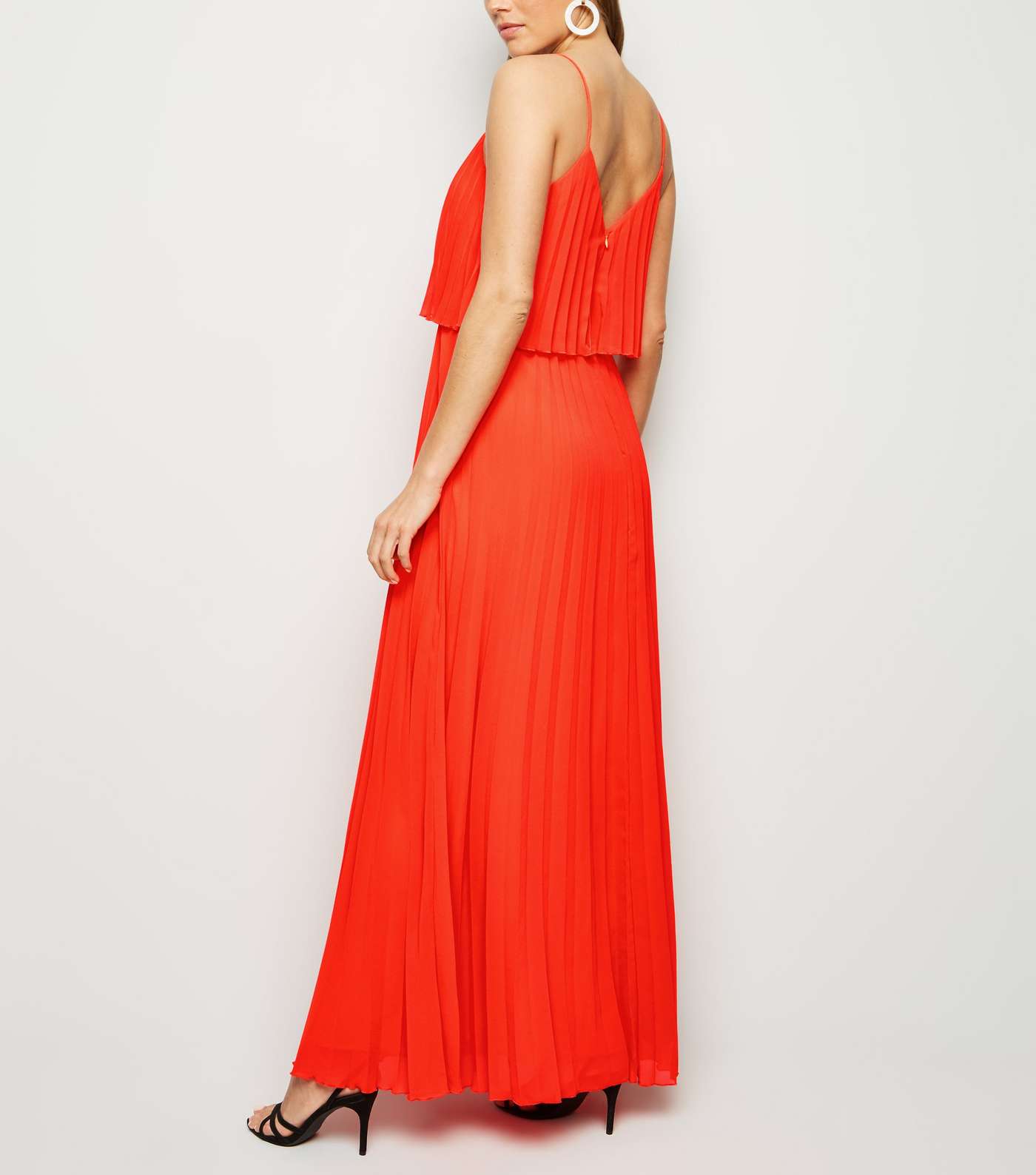 Red Pleated Layered Maxi Dress Image 2