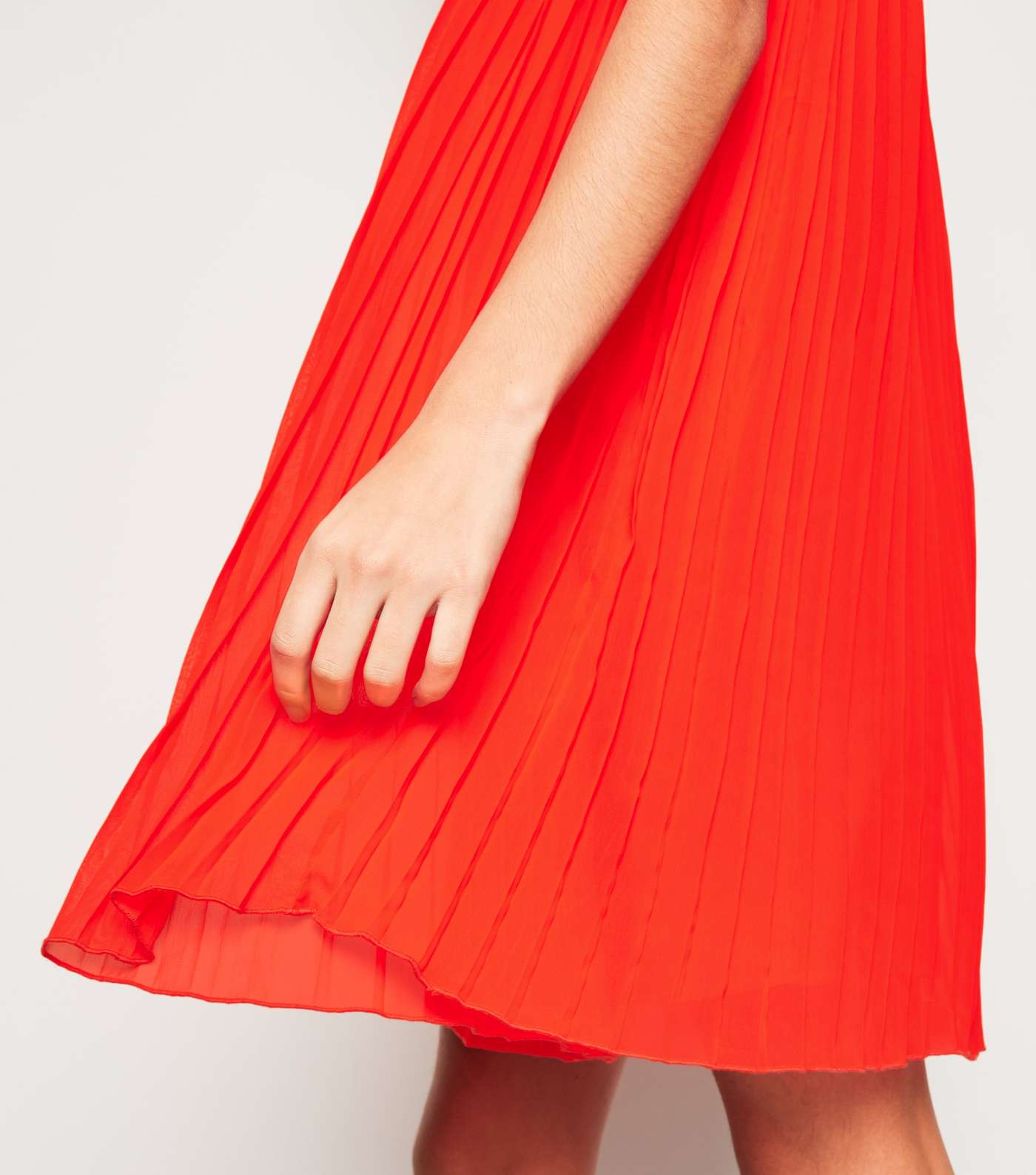 Red Pleated Halterneck Shift Dress Image 5