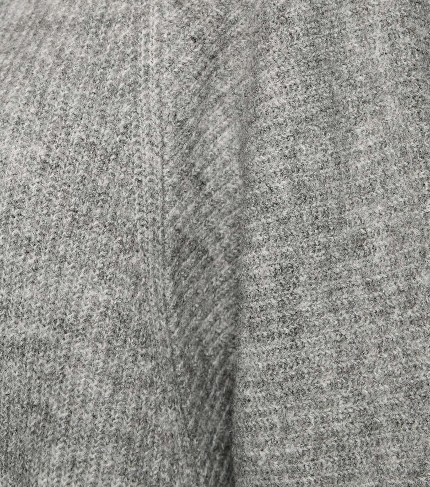 Grey Ribbed Knit Batwing Cardigan Image 5