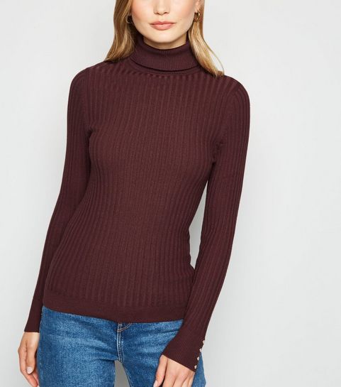 Dark Brown Roll Neck Jumper