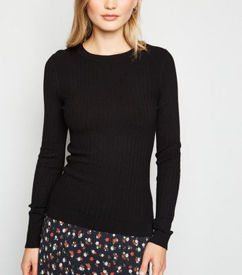 womens black crew neck jumper