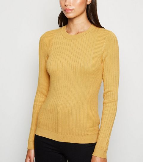 Mustard Ribbed Crew Neck Jumper