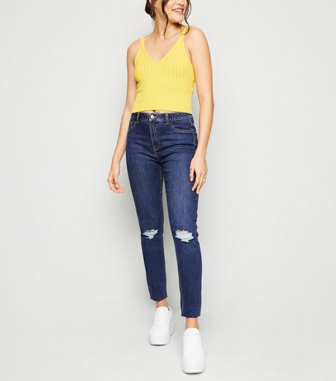 Tall Indigo Rinse Wash Ripped Skinny Jeans