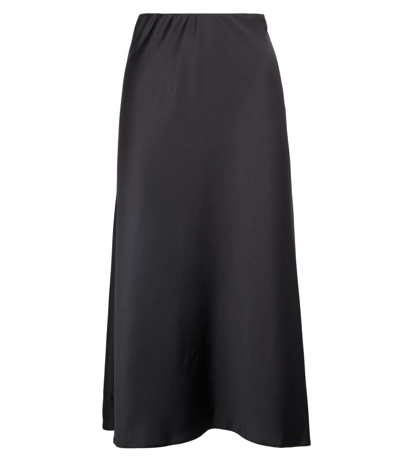 Petite Black Satin Bias Cut Midi Skirt  Image 4