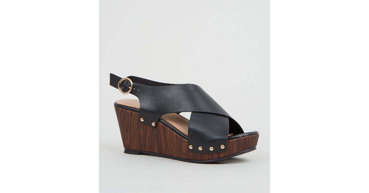 black crossover wedges