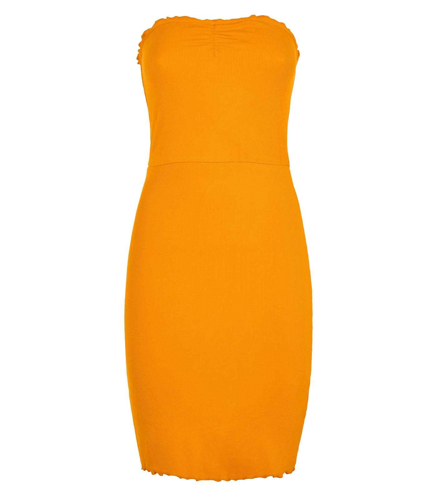 Bright Orange Frill Trim Strapless Mini Dress Image 4