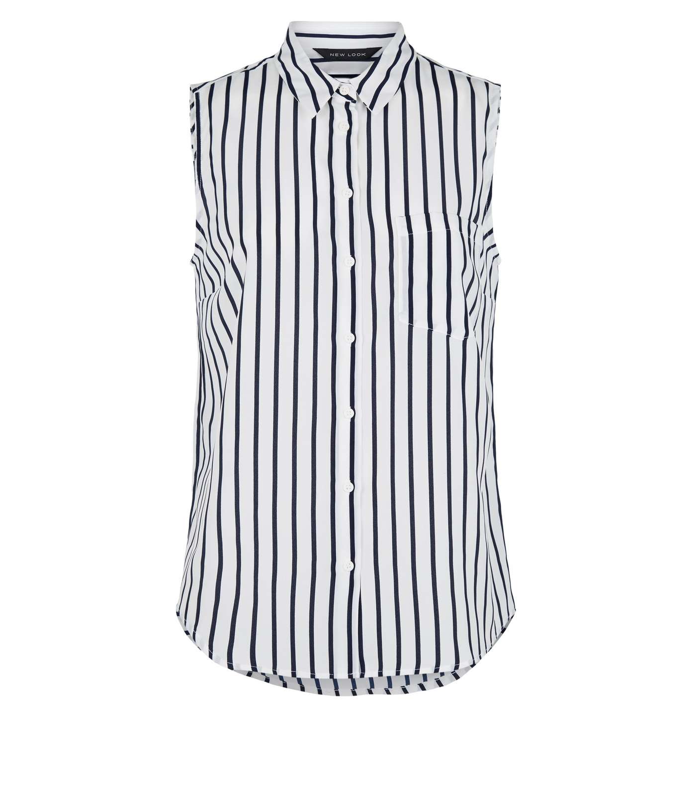 White Stripe Sleeveless Shirt Image 4