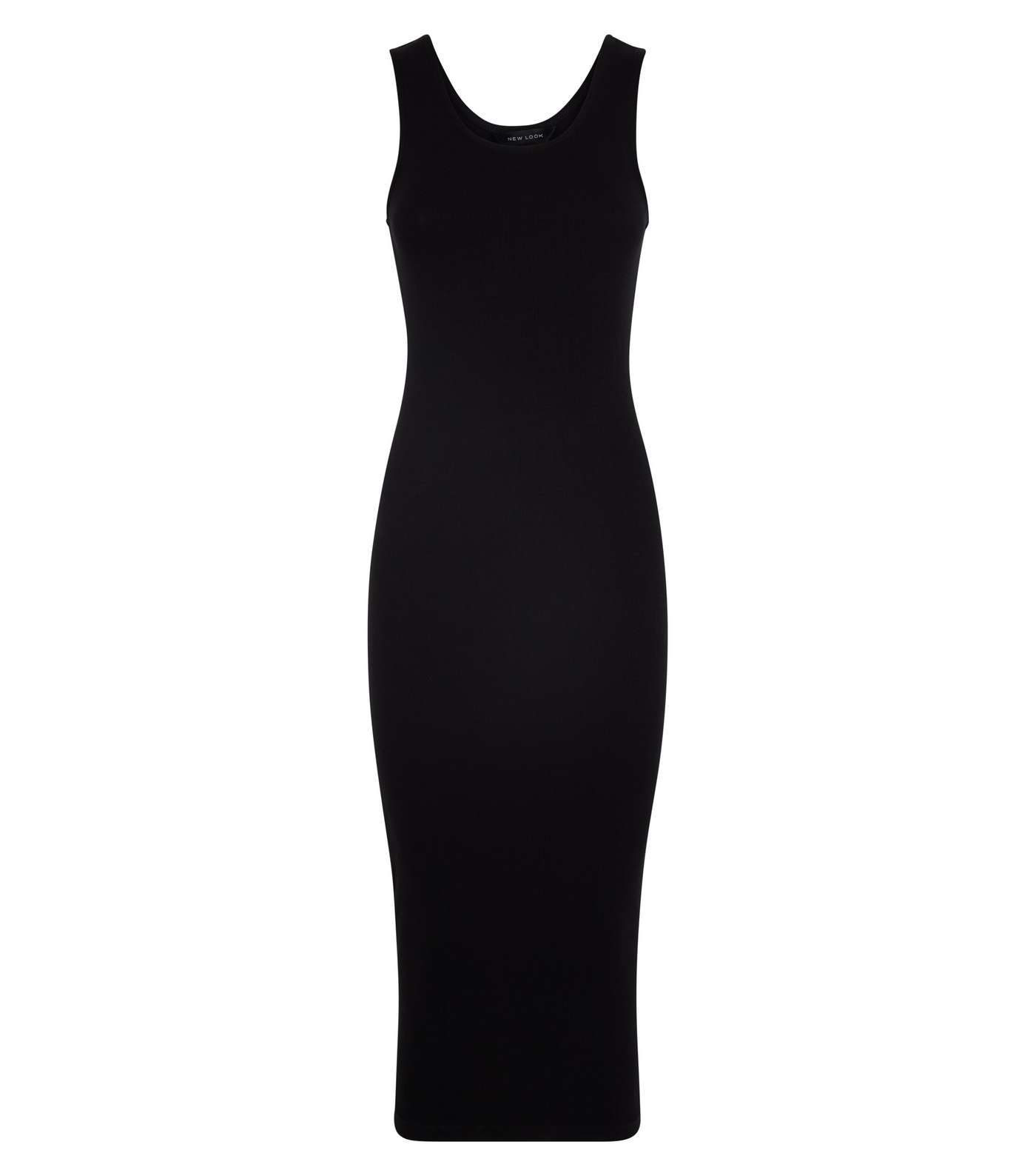Black Ribbed Bodycon Midi Dress  Image 4