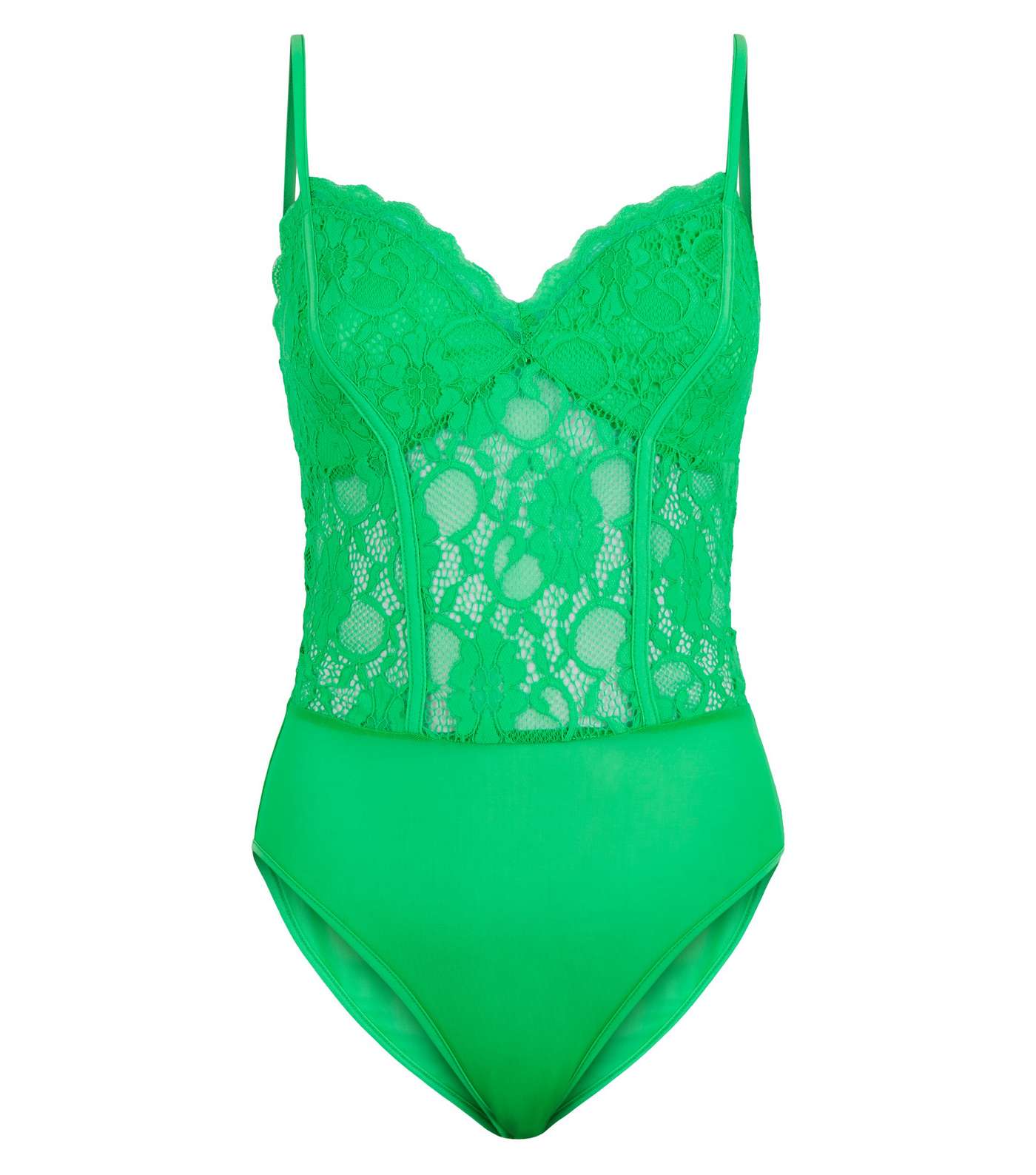 Green Neon Sheer Lace Bodysuit Image 4