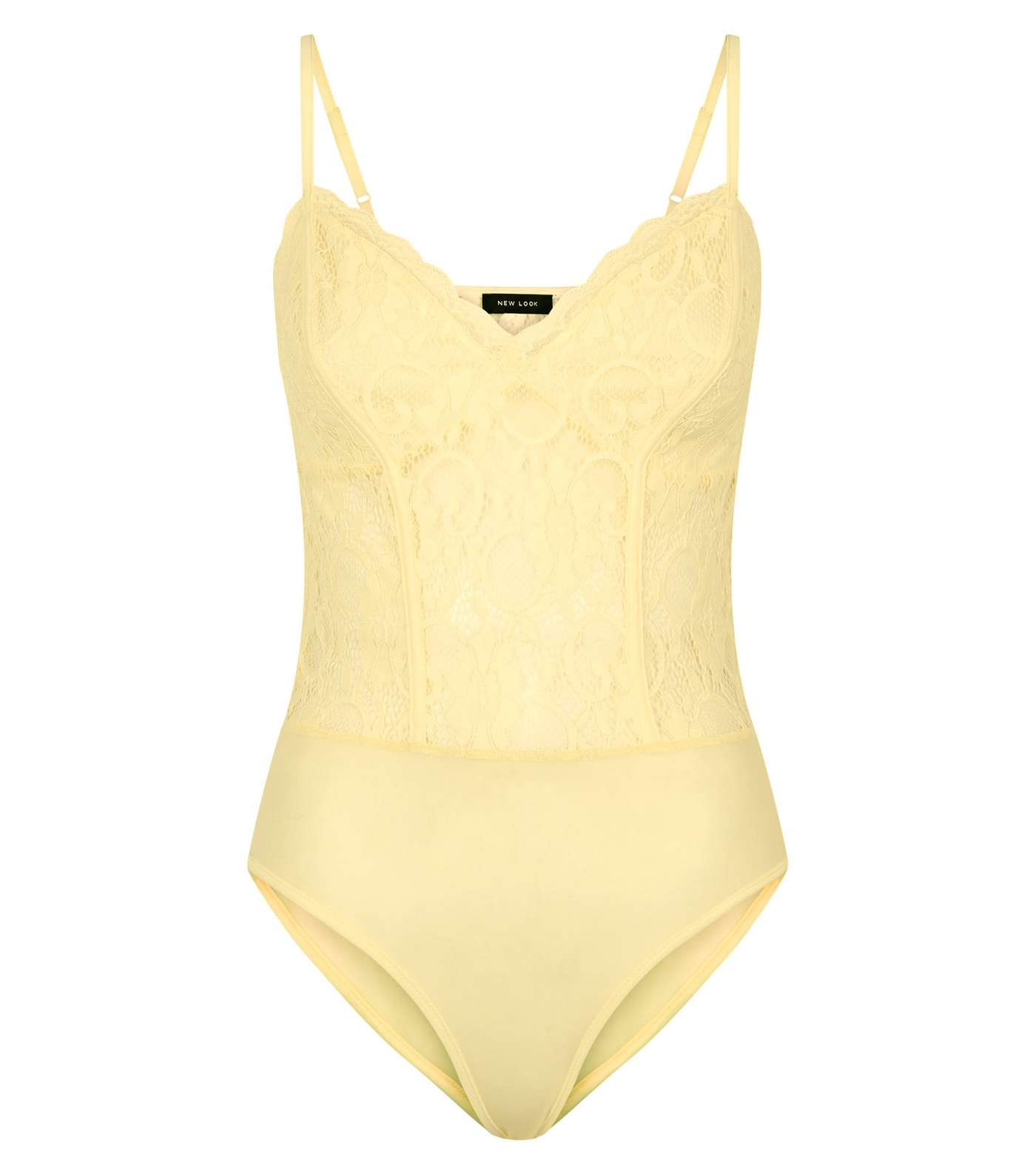 Pale Yellow Sheer Lace Bodysuit Image 4