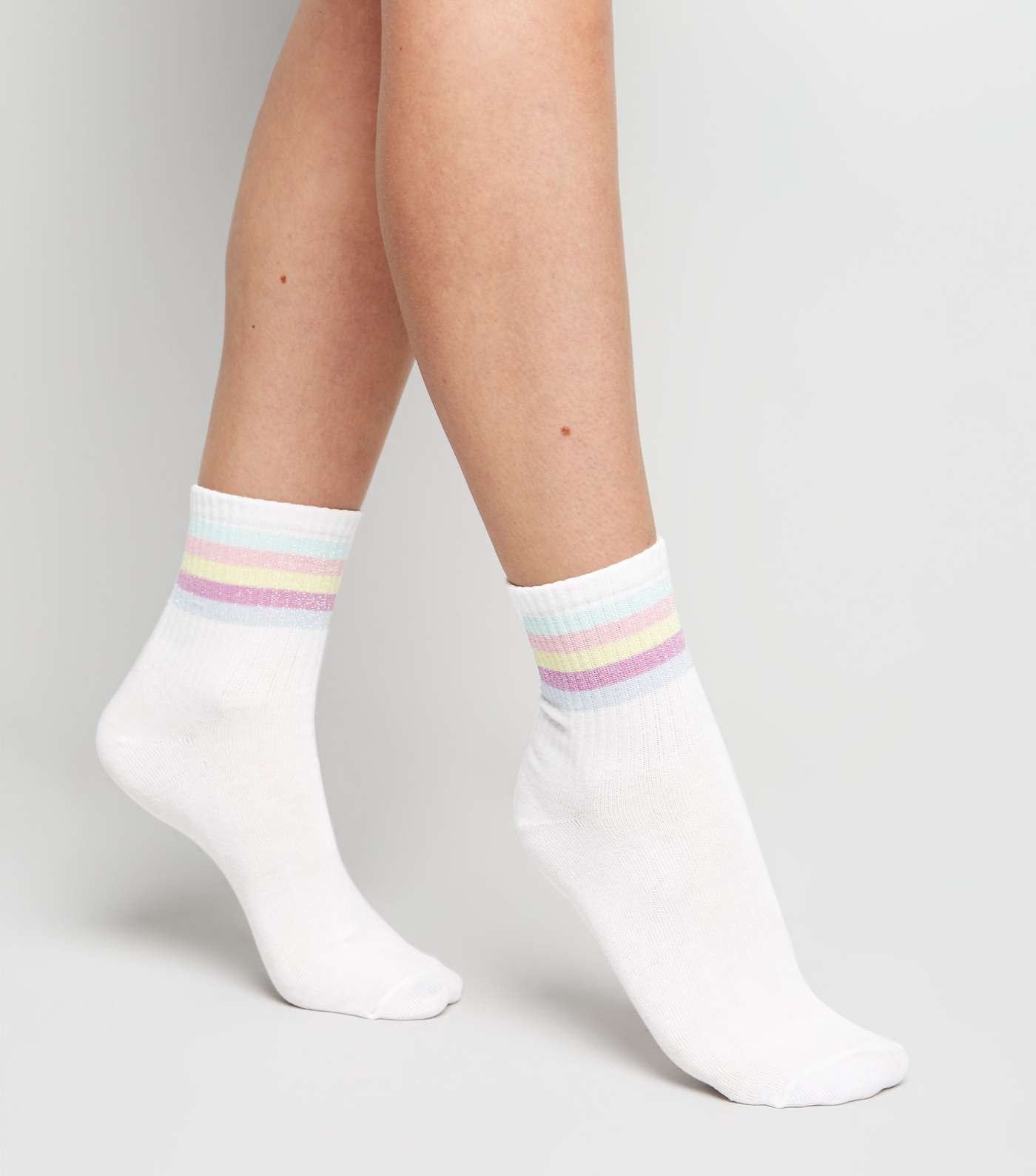 Multicoloured Pastel Rainbow Stripe Socks Image 2