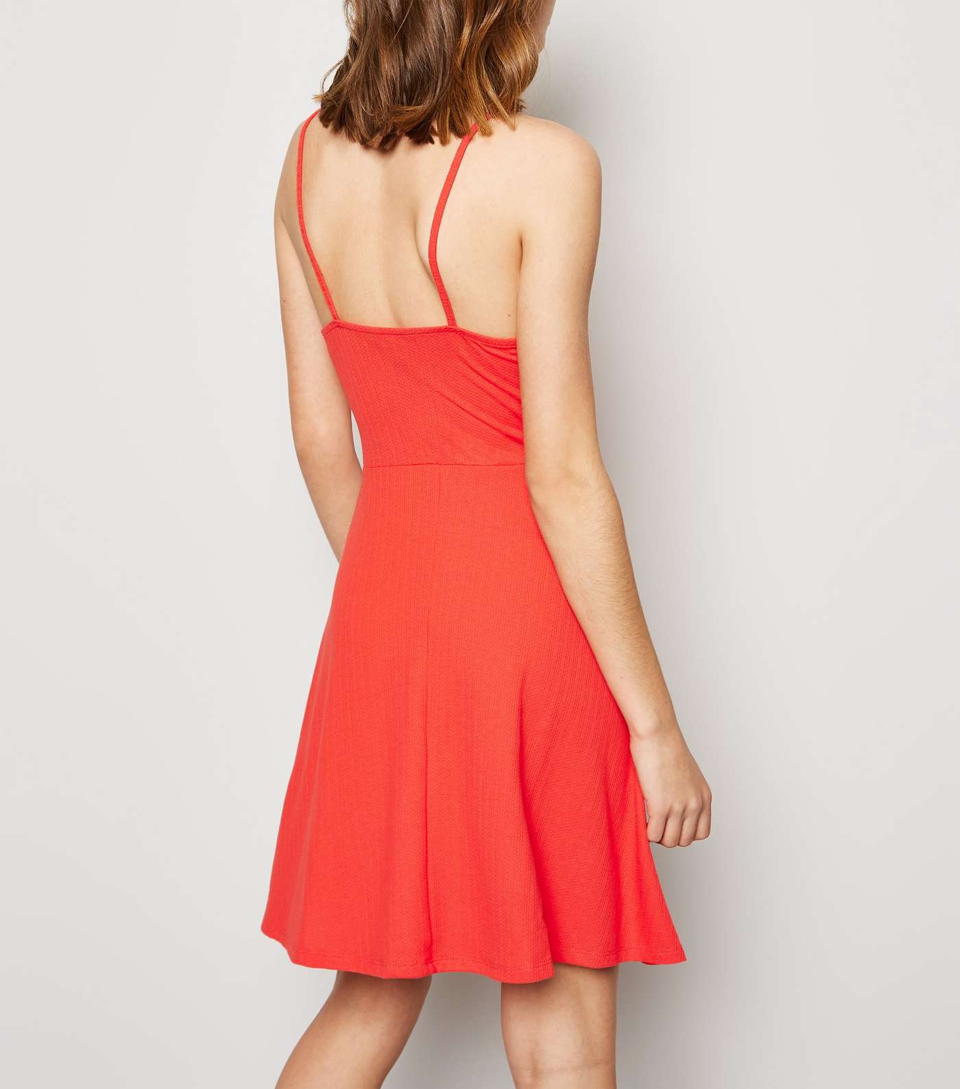 Red Waffle Jersey Skater Dress Image 3