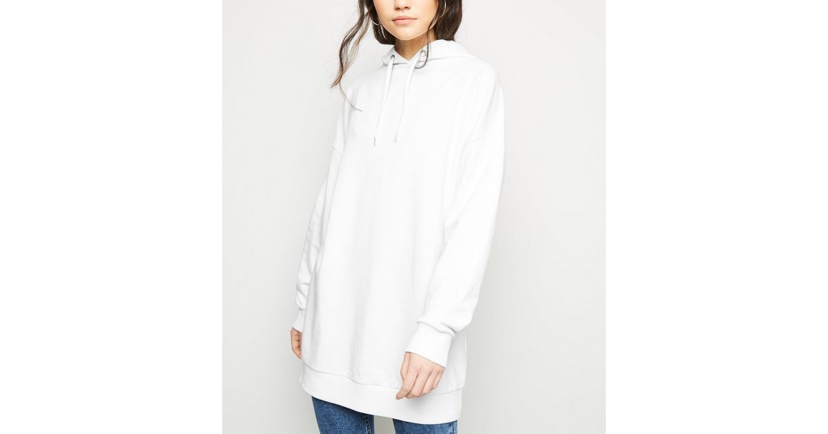 Cream Longline Hoodie New Look