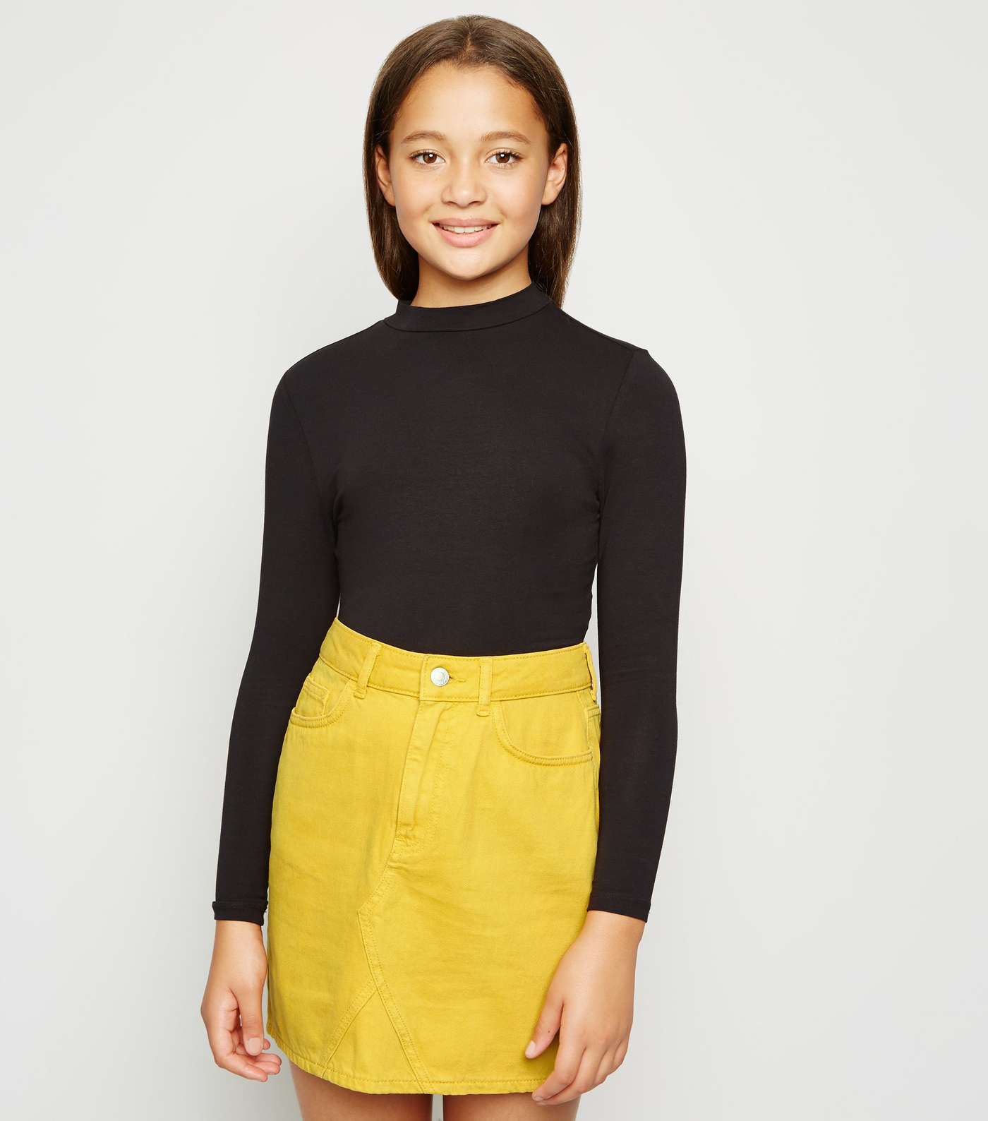 Girls Mustard Denim Mini Skirt