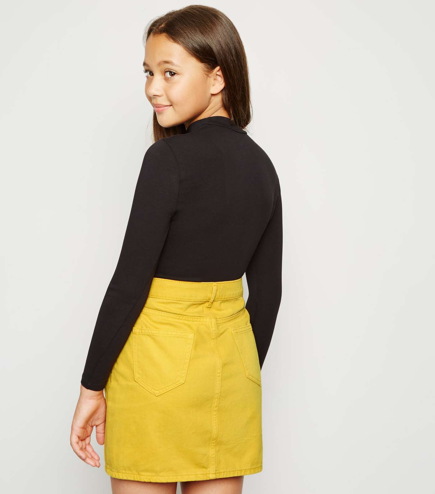 Girls Mustard Denim Mini Skirt Image 3