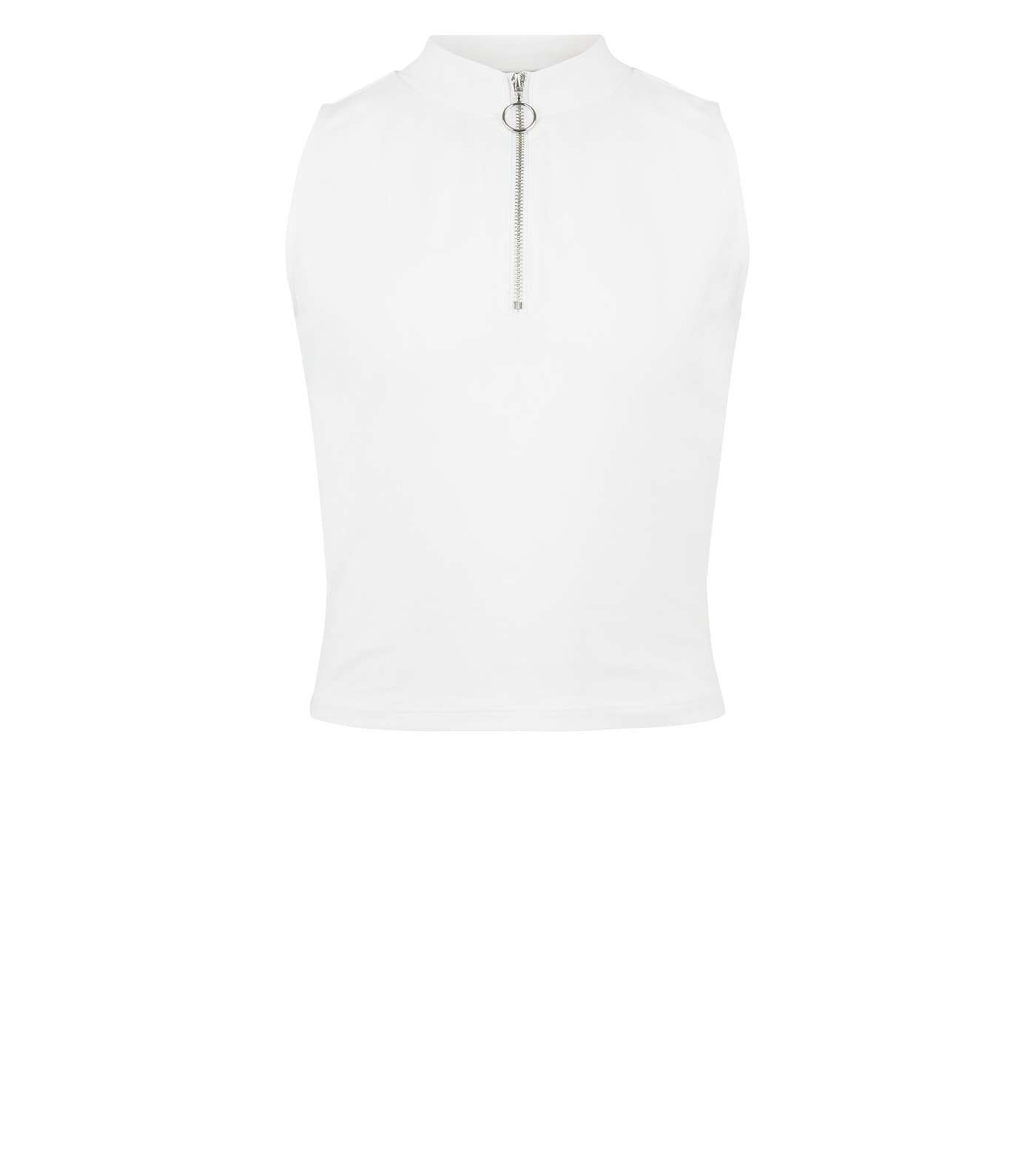 Girls White Ring Zip Sleeveless Vest Image 4