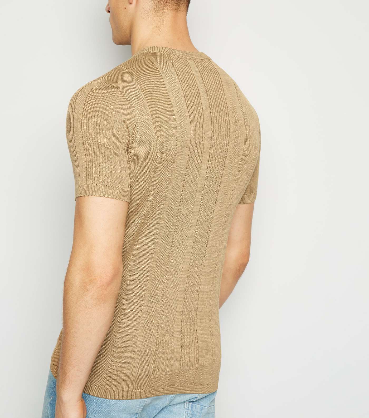 Brown Knit Short Sleeve Muscle Fit T-Shirt Image 3