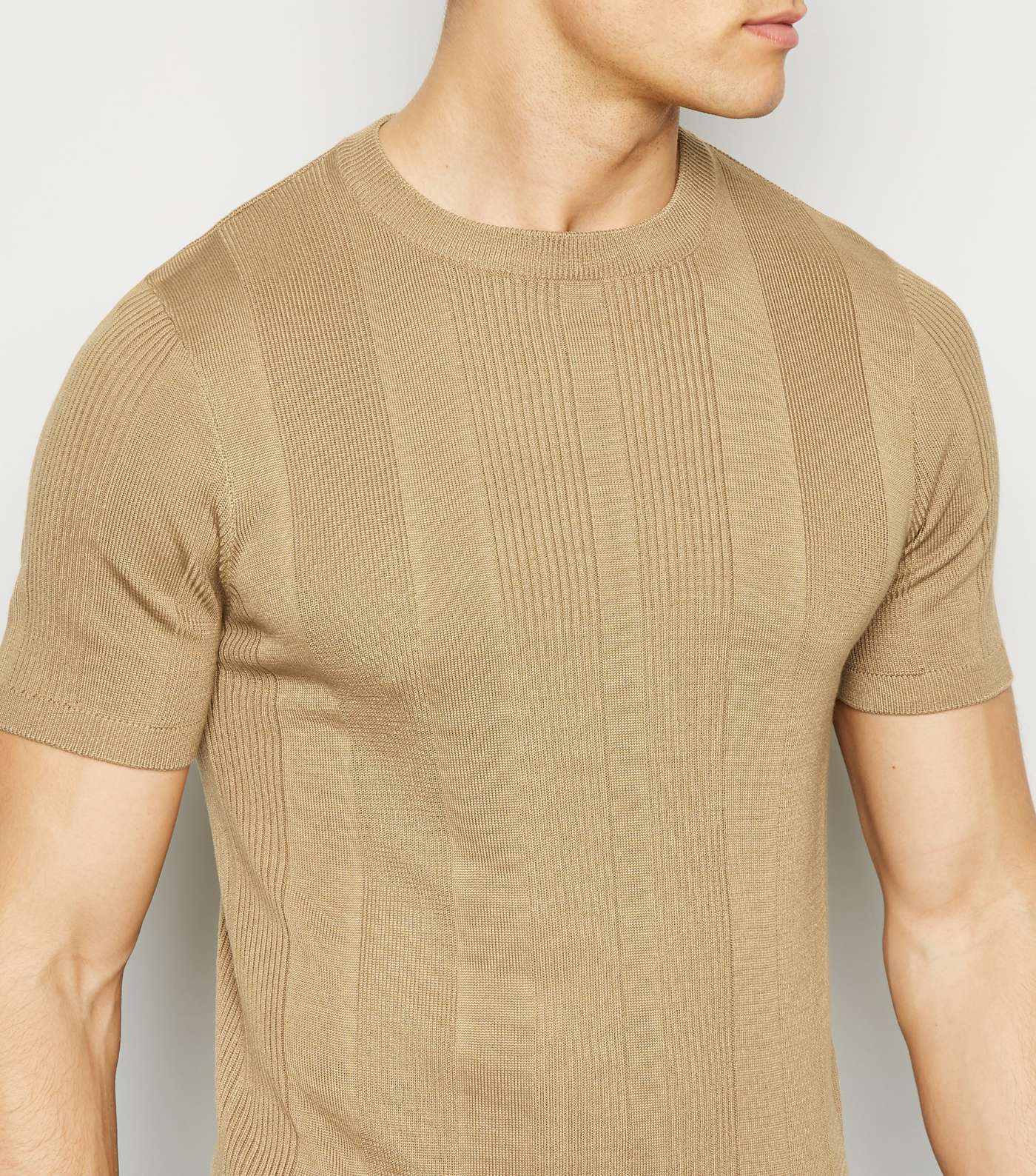 Brown Knit Short Sleeve Muscle Fit T-Shirt Image 5