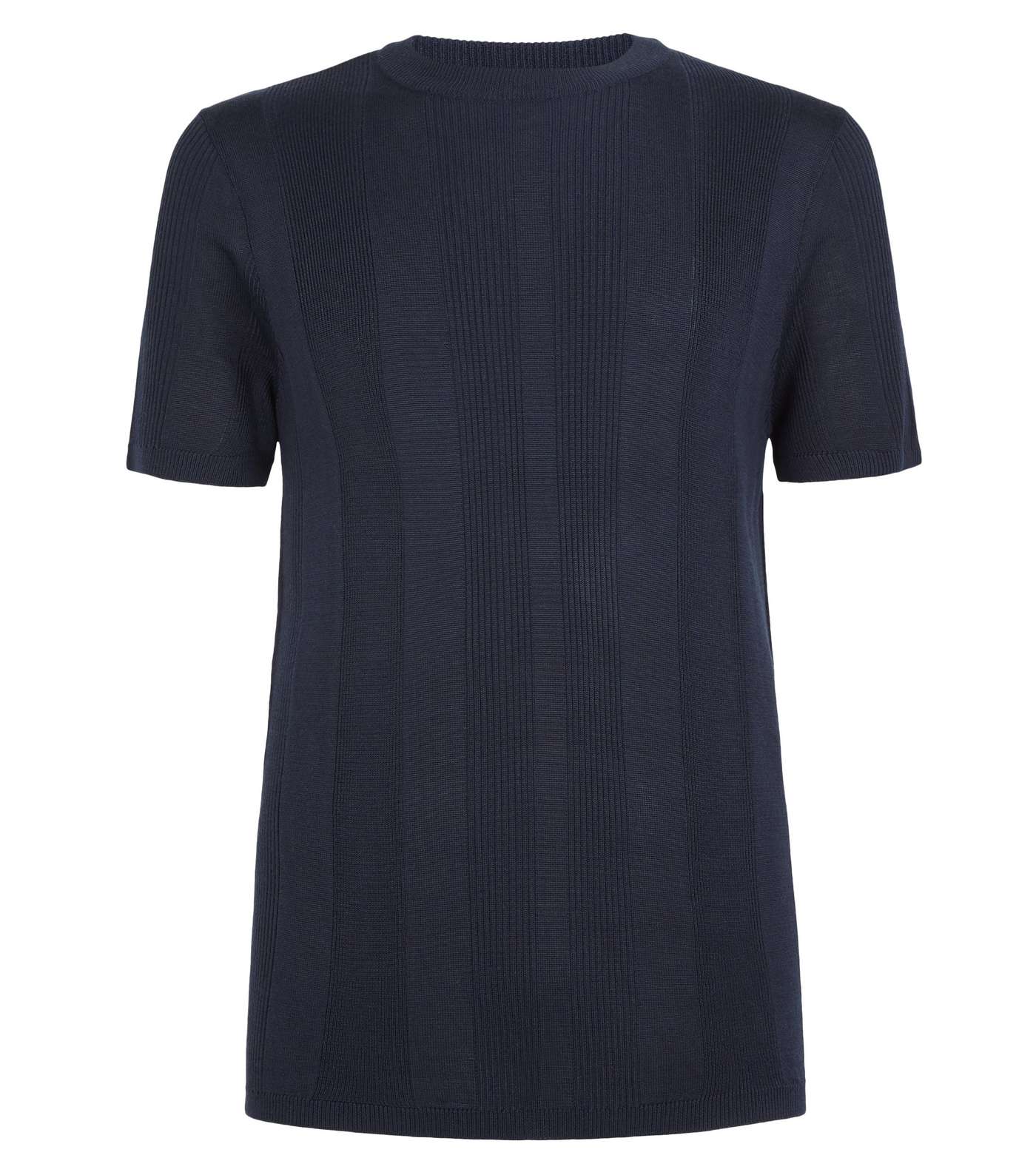 Navy Knit Short Sleeve Muscle Fit T-Shirt Image 4