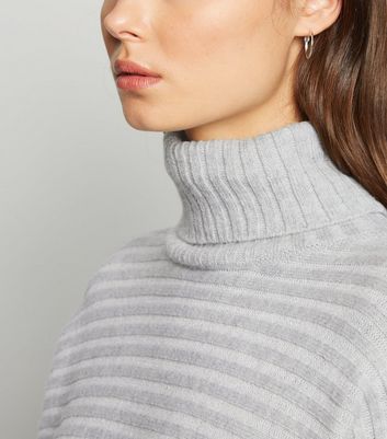 Tall Pale Grey Roll Neck Crop Jumper 
