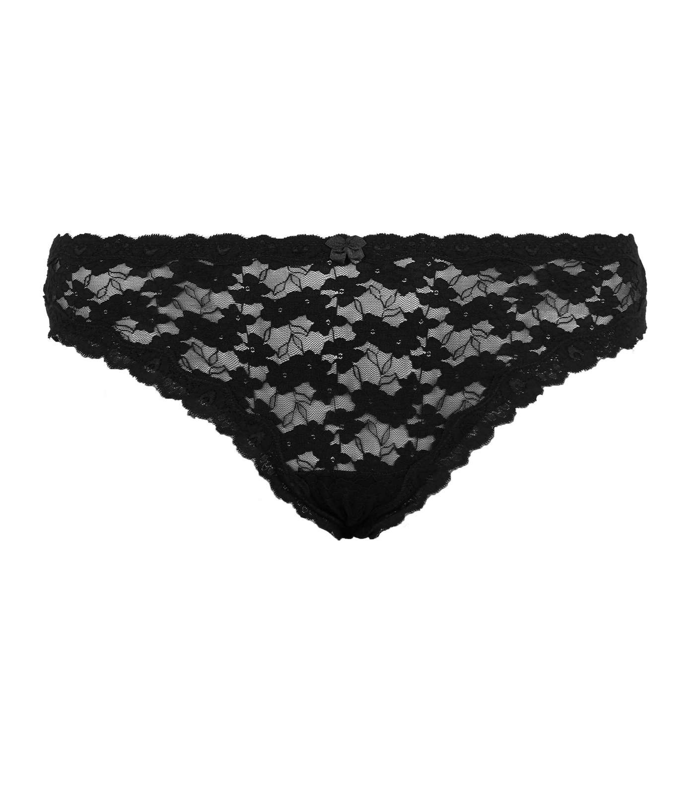 Curves Black Lace Thong Image 3