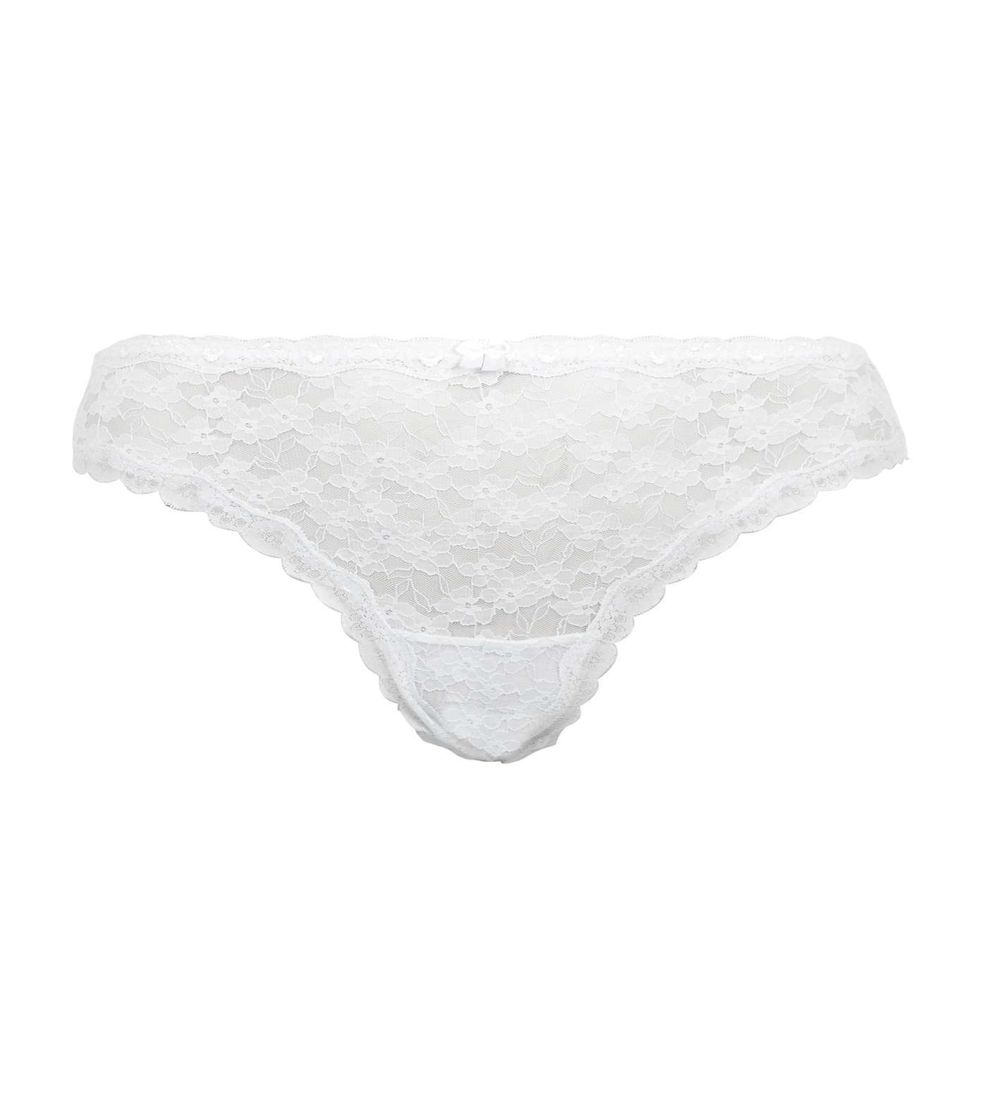 Curves White Lace Thong Image 2