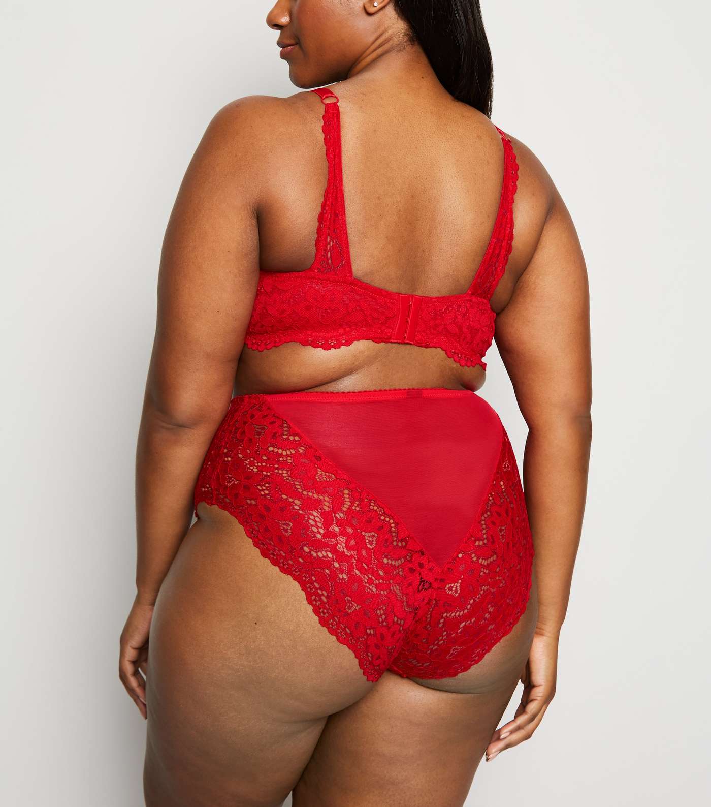 Curves Red Lace Plunge Bra Image 2