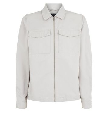 Grey Utility Zip Front Shacket | New Look