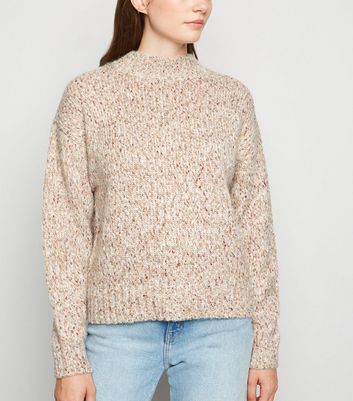 Cream Nep Knit High Neck Jumper | New Look