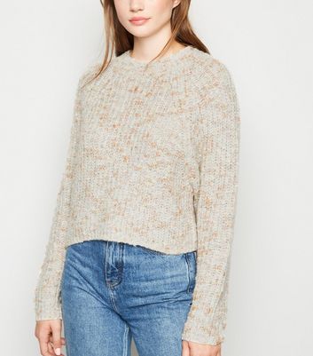 Cream Nep Knit Crop Jumper | New Look