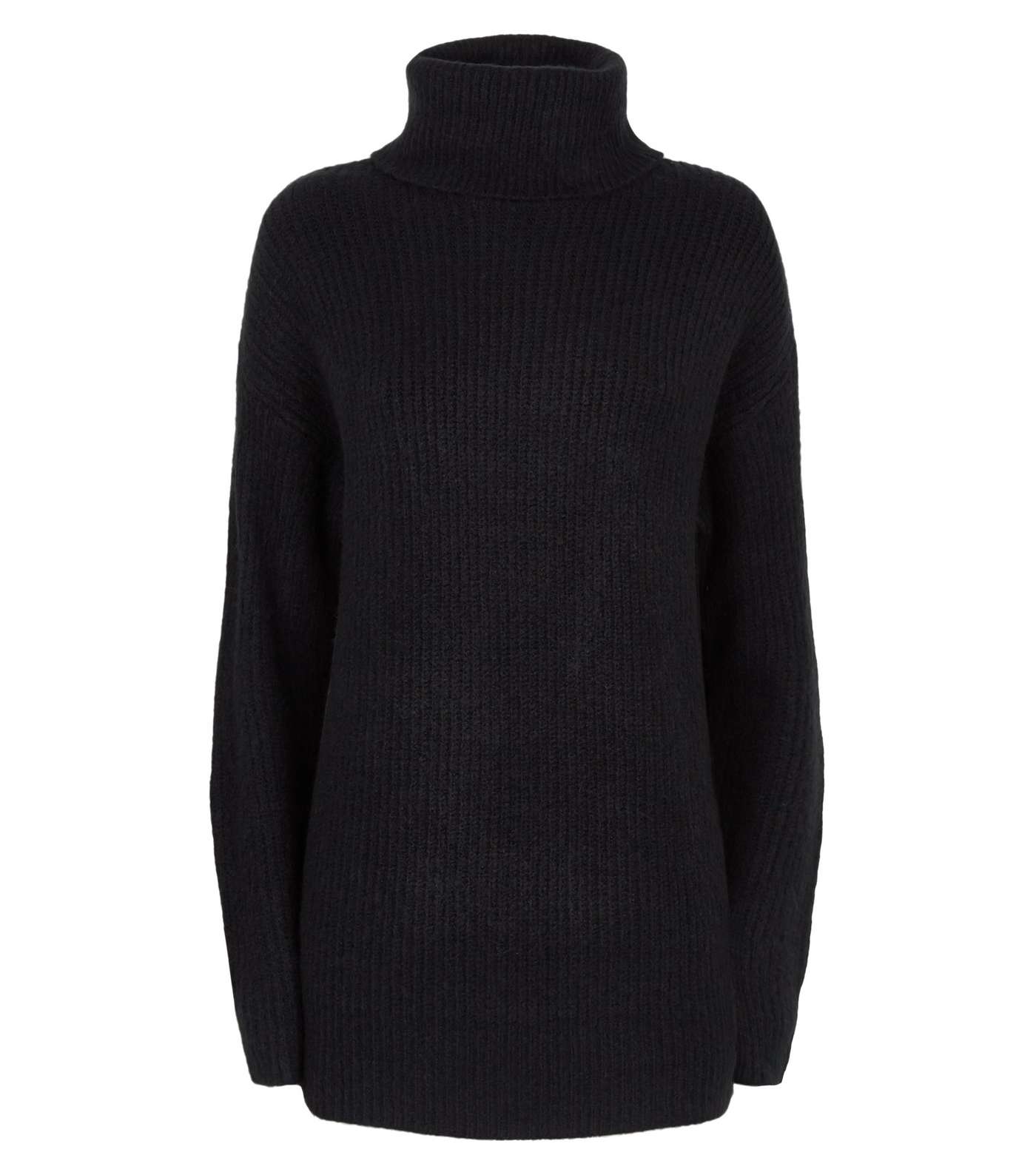 Black Slouchy Roll Neck Jumper Image 4