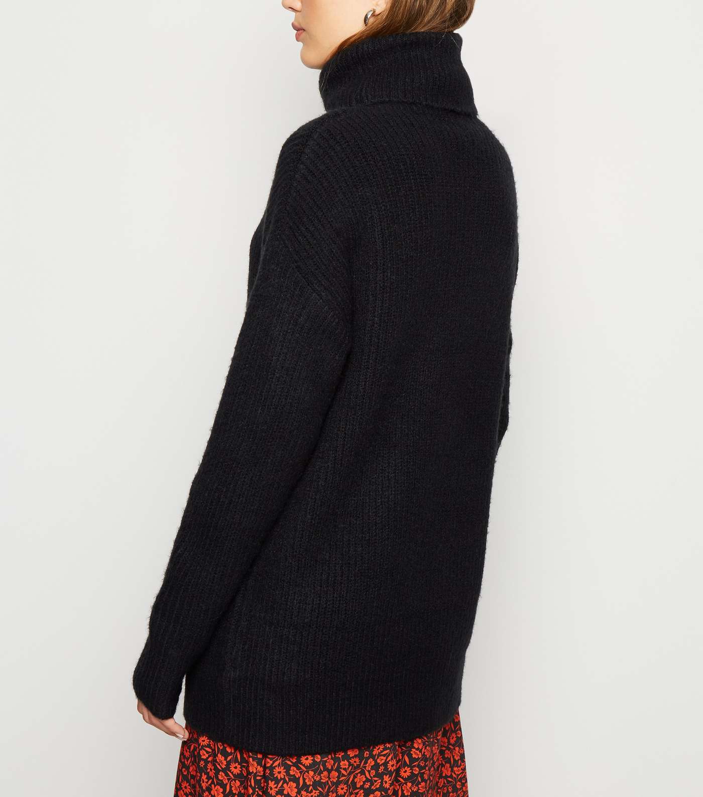 Black Slouchy Roll Neck Jumper Image 2