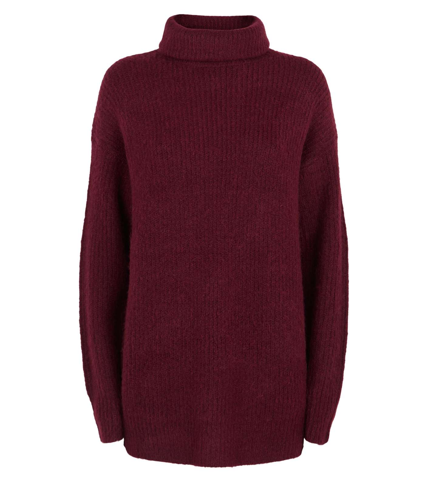 Burgundy Slouchy Roll Neck Jumper Image 4
