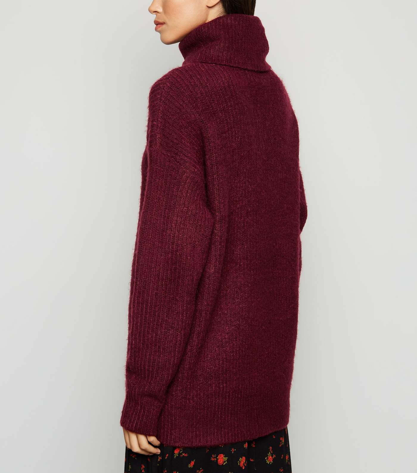 Burgundy Slouchy Roll Neck Jumper Image 2
