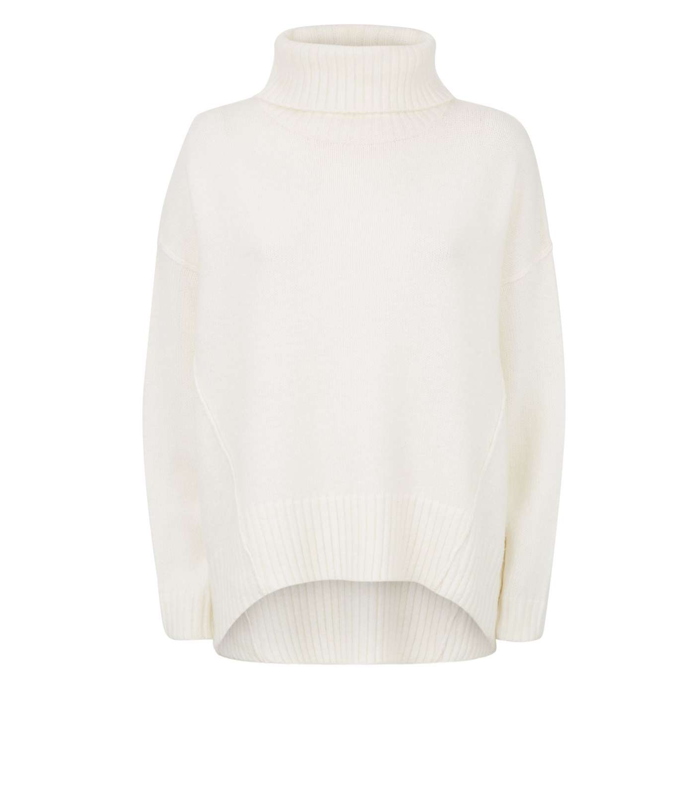 Off White Slouchy Roll Neck Batwing Jumper Image 4